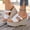 White, variant on Women's Chunky Platform Bohemian High Heels Square Open Toe Wedge Sandals Comfortable Dressy Shoes White 9.5(43)