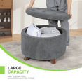 thumbnail image 5 of Magshion Storage Ottoman with Padded Seat, Modern Cotton-linen Footrest, Round Seat stool for Living Room Bedroom , Dark Gray, 5 of 8