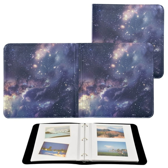 Leather Cover Photo Album 80 Pockets 4x6 Photos Bookshelf Picture Album Beautiful Milky Way