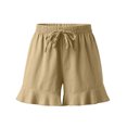 thumbnail image 5 of JJHGVB Womens Linen Shorts Womens Linen Shorts for Women Linen Shorts Dress Shorts for Women Below the Knee Beach Cropped Trousers Wide Leg Shorts for Women Pure Color Shorts Khaki S, 5 of 6