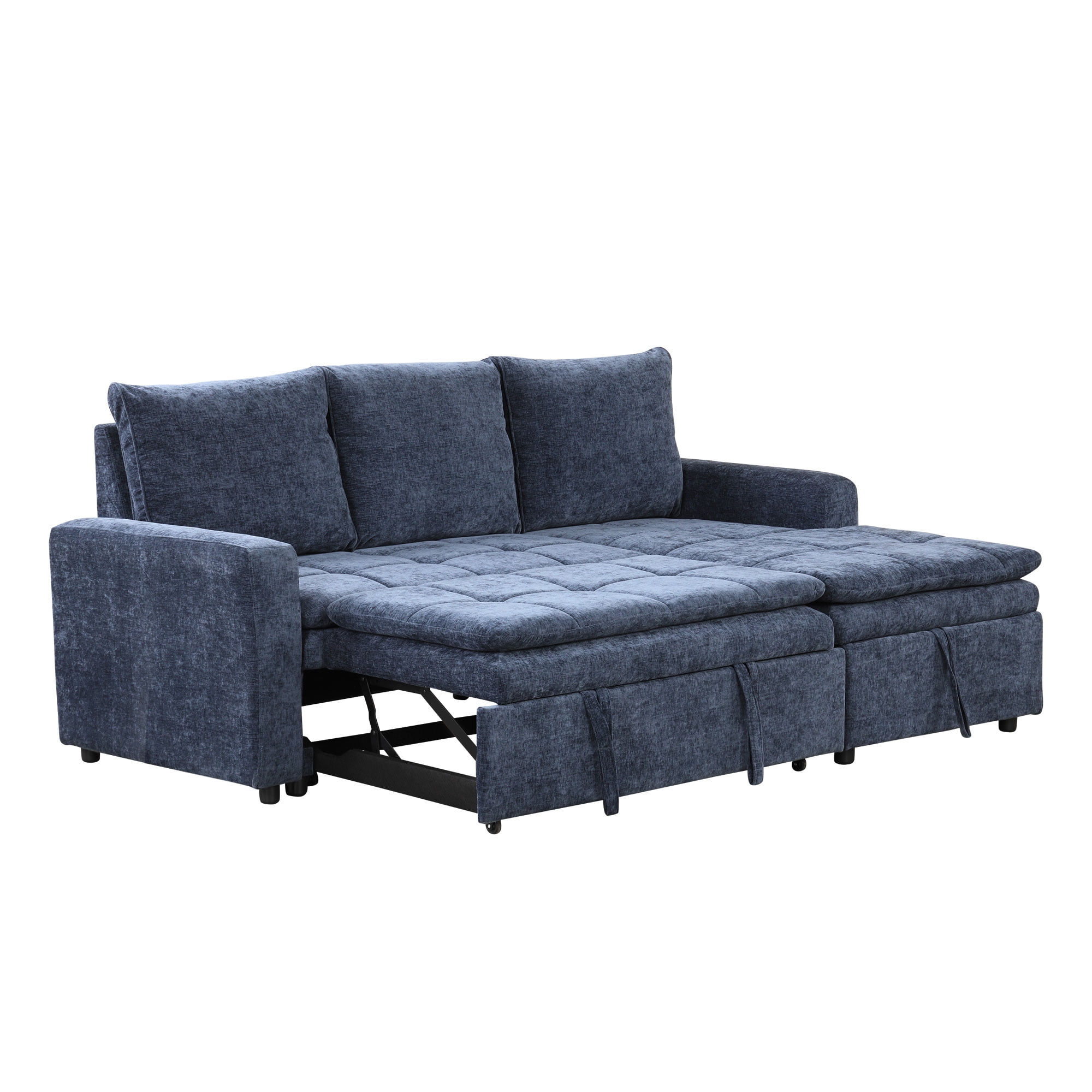 Euroco Soft Upholstered Sectional Sofa Bed with Storage Space, Suitable for Living Rooms and Apartments