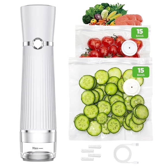 Handheld Vacuum Sealer for Food,30 Reusable Vacuum Bags Seal Meal Saver Portable Food Sealer for 10X Preservation & Fresh