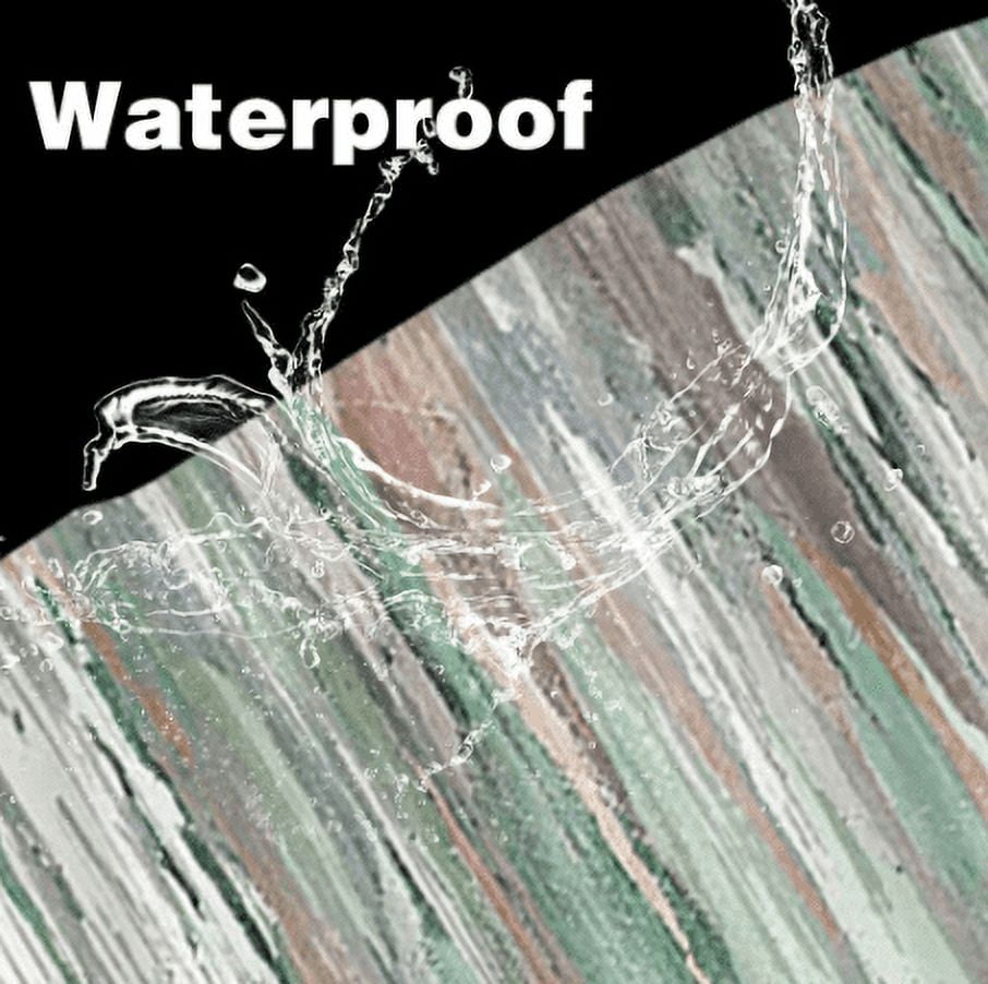 Abstract Shower Curtain, Modern Aesthetic Green Stripe Shower Curtain Set With 12 Hooks For Bathtub Bathroom Gray Green Contemporary Abstract Painting Fabric
