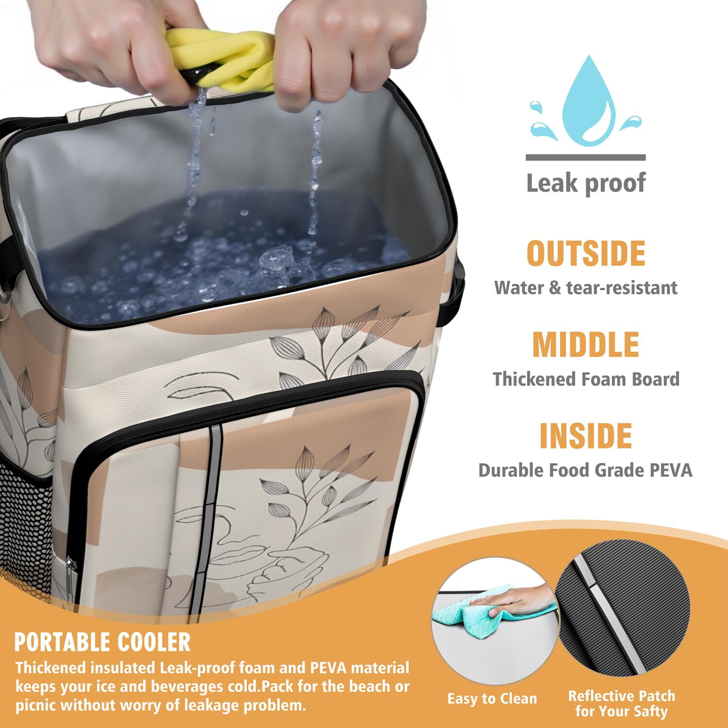 Travel Cooler Bag - Boho Bohemian Art Camping Beer Cooler Backpack with Bottle Opener- Waterproof Insulated Picnic Backpacks - Cooler Bag for Beach