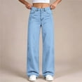 thumbnail image 6 of Mifsaly Womens Baggy Wide Leg Pants High Waisted Casual Trousers with Pockets Relaxed Fit Straight Bottom Everyday Streetwear Y2K Fashion Apparel Light Blue,11-12 Years, 6 of 9