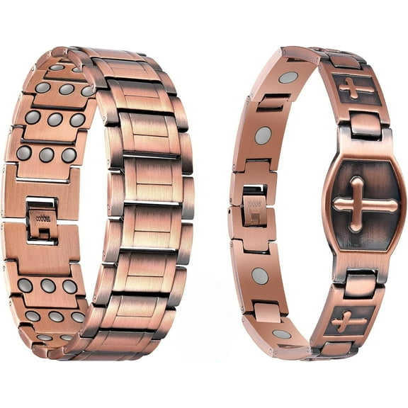 Wollet 3X Copper Bracelet for Men,Magnetic Bracelet, Set of 2