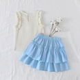 thumbnail image 3 of Hienoo Toddler Girls Summer Outfits Lightweight Flower Ruffle Tank Top Skirt Set, Sizes 4-5T, 3 of 3