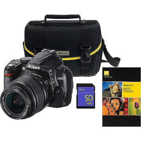 Nikon D3000 Black DSLR Camera Kit w/ 18-55mm Lens (Non VR), Includes ...