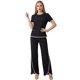 thumbnail image 1 of Conjunto 2 Piezas, Blusa Manga Corta y Pantalón Recto con Abertura, Estilo Elegante y Moderno para Mujer, 1 of 5