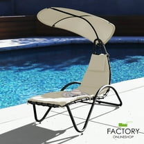 Hanging Chaise Lounger Chair Patio Porch Arc Swing Hammock Chair Canopy Outdoor [Beige]