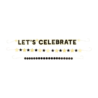 Darice 'Celebrate' Banner - Metallic Gold Letters & String For Birthday Party Decor (1 Kit)