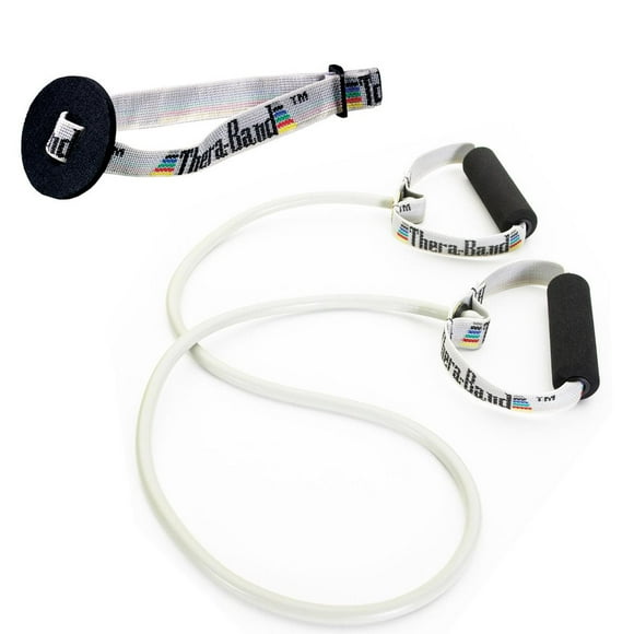 Tubos de Resistencia THERABAND Plata súper Pesado con Asas y Anclaje para Terapia Física y Pilates