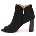 thumbnail image 3 of YDN Women Fashion Chunky High Heels Ankle Bootie Peep Open Toe Chic Cutout Buckled Boots Pumps Side Zipper Shoes Size 5.5 Black, 3 of 6