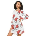 thumbnail image 3 of FORMRS Womens Long Sleeve Nightgowns Crew Neck Sleep Shirt Soft Pajamas Sizes S-3XL, Santa Hats Pattern, 3 of 8