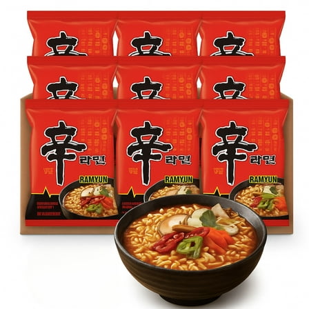 Spicy Korean Ramen Noodles, 12 Pack – Hot Chili Instant Soup with Vegetables, Quick Easy Meal Bulk Pack