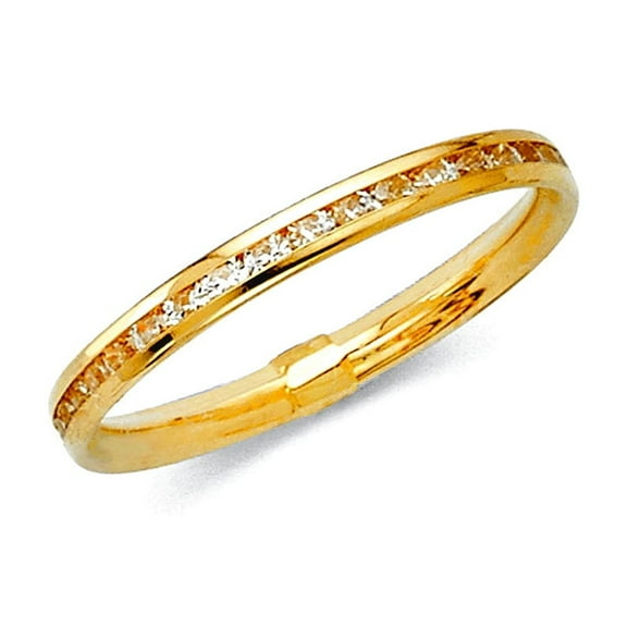 14k Yellow Gold 2mm Channel Cubic Zirconia Eternity Band Ring Size 9 Eternity Ring for Women and Men