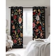 thumbnail image 3 of Watercolor Flowers Blackout Curtains 45 Inches Long for Bedroom, Farmhouse Floral Vintage Black Thermal Insulated Room Darkening Black Out Window Curtain Panels Grommet Drapes for Living Room, 3 of 8