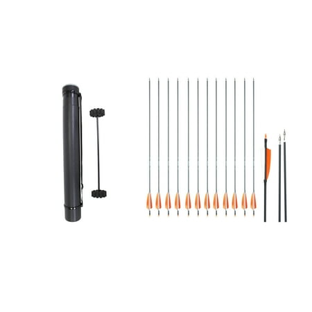 SAS Adjustable Archery Arrow Case Carrier with Strap and 12 Carbon Arrows