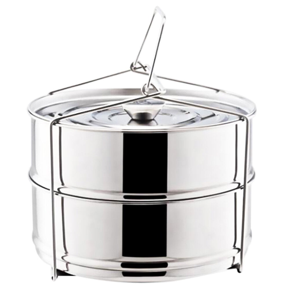 Stainless Steel 2Tier Steamer Stackable Steamer Insert Pans Lunch Box (One Lid)