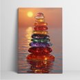 thumbnail image 3 of 1pc Stacked Rainbow - Colored Glass Stones by the Water at Sunset Framed Decor room hanging Wall Picture Decor for Home Gifts, living room, bathroom, bedroom, kitchen wall art decor canvas wall art, 3 of 6