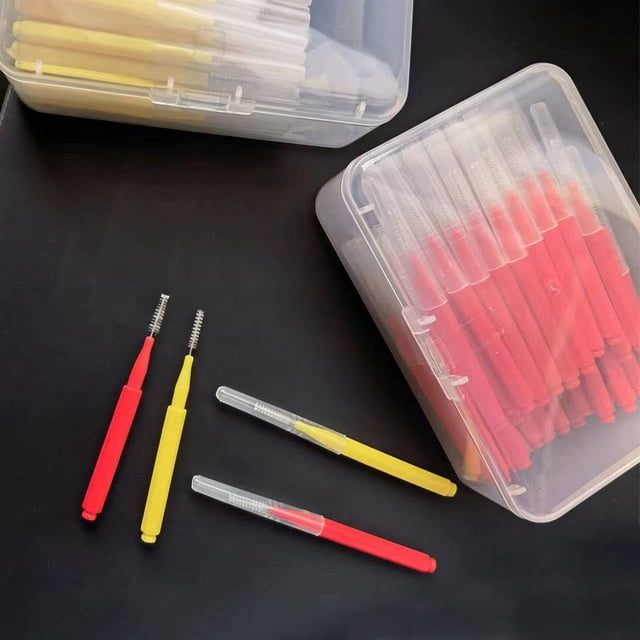 Cepillo interdental en forma de lápiz 60 Cepillo interdental en caja I Cepillo interdental Cepillo interdental Limpieza Cepillo para cejas Cepillo interdental de ortodoncia