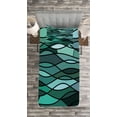 thumbnail image 3 of Ambesonne Teal Quilted Bedspread Set 2 Pcs, Mosaic Sea Waves Inspired, Twin Size, Dark Green Aqua, 3 of 3