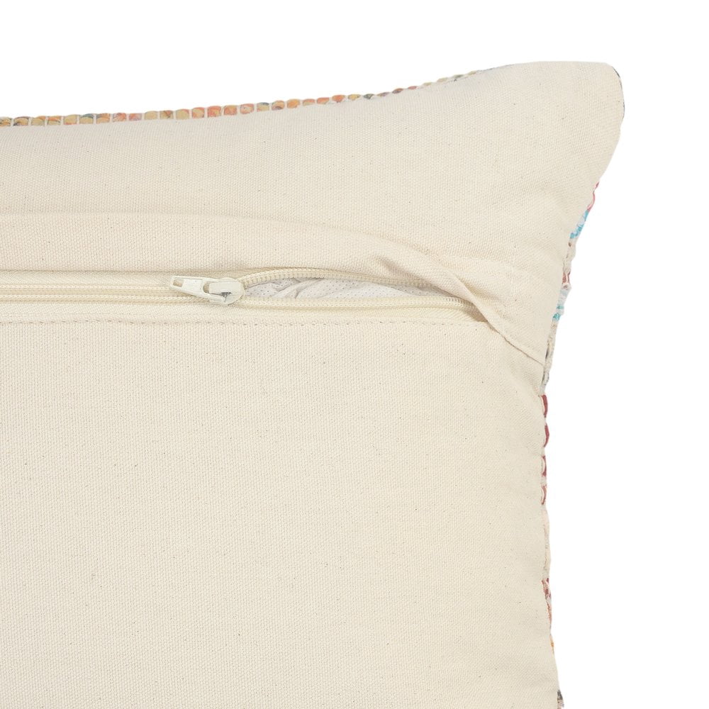 Ox Bay 14" x 36" Hand-Woven Multicolored/ Cream Diamond Organic Cotton Pillow Cover