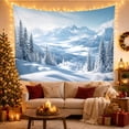 thumbnail image 3 of Misty Snowy Mountains with Pine Forest and Clouds, Serene Rustic Style for Nature Lovers, Winter Landscape Art, Christmas Gift, Tapestry Wall Hanging for Bedroom and Living Room, 3 of 7