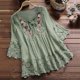 thumbnail image 4 of Gibobby Blusas Manga Larga Mujer Mujeres Rubia V Cuello Travel Loose Top（Verde， XL), 4 of 4