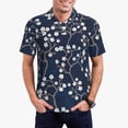 thumbnail image 5 of Yiaed Cherry Blossoms on Navy BackgroundPrint Men's Short Sleeve Polo Shirt,Golf Polo for Men Three-Button Golf Shirt Athletic Casual Collared T-Shirt- XX-Large, 5 of 7