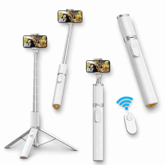 Selfie Stick Tripod with Wireless Remote, Extendable Bluetooth Phone Stand, 360° Rotation Portable Tripod for iPhone & Android, Perfect for Vlogging, Travel, TikTok, Live Streaming & Video Recording