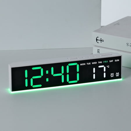 Multifunction LED Digital Alarm Clock with Time, Date, Temperature Display, Adjustable Brightness, Dual Power Supply, and Automatic DST for Bedroom, Living Room, or Office