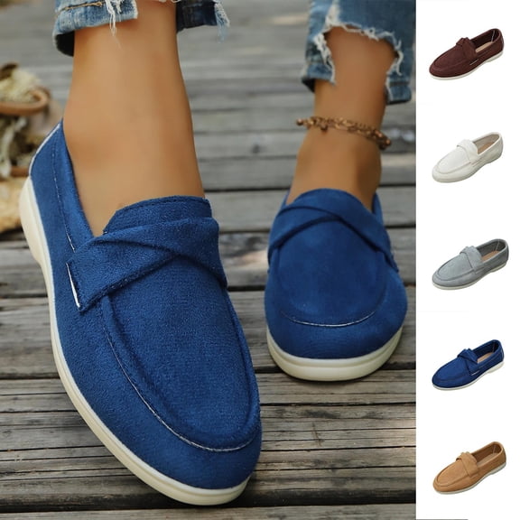 Taqqpue Women's Flats Shoes Women's Casual Versatile Solid Color Soft Soled Shoes Trendy Loafers Flat Shoes Loafer Shoes for Women