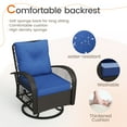 thumbnail image 7 of MRUAKA 3 Pieces Patio Furniture Set, Outdoor Swivel Gliders Rocker, Wicker Patio Bistro Set with Rattan Rocking Chair, Glass Top Side Table and Thickened Cushions for Porch Deck Backyard(Blue), 7 of 7
