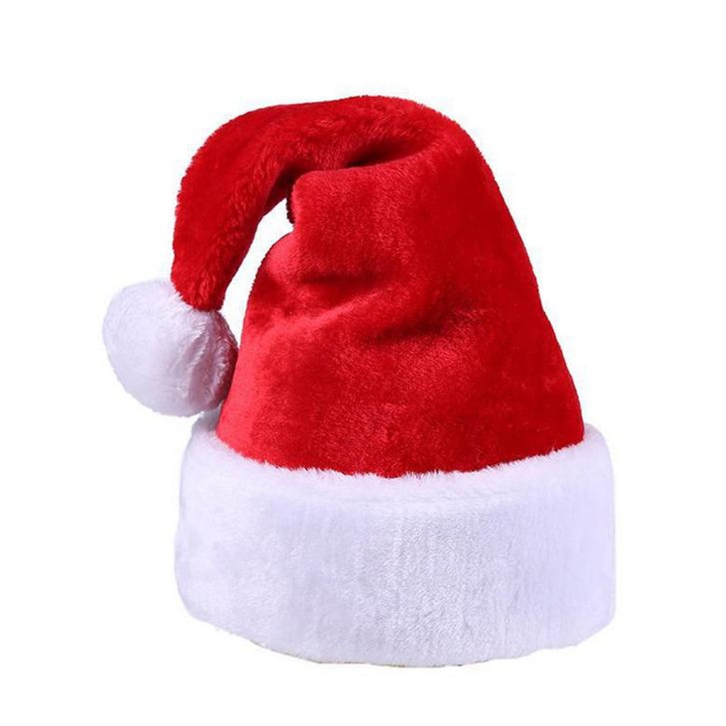 Atezch Christmas Santa Claus Hat,Thick Ultra Soft Plush Cute Holiday Fancy Dress Cap for Adults Kids Baby