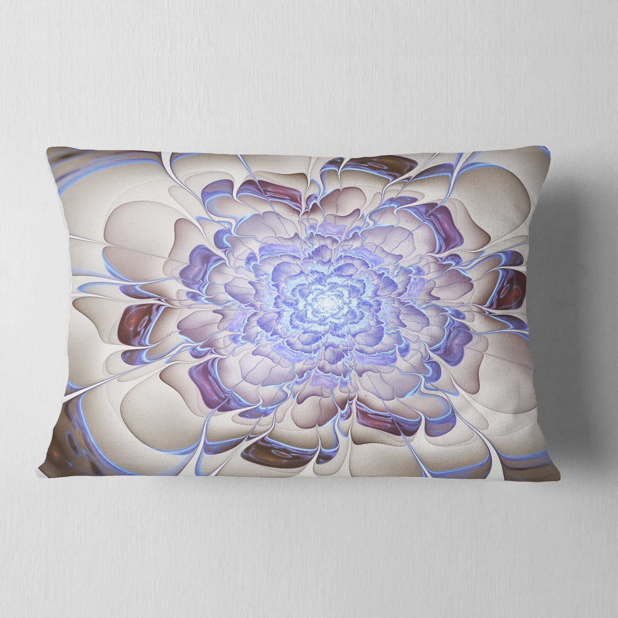 Designart 12" x 20" Blue Polyester Throw Pillow