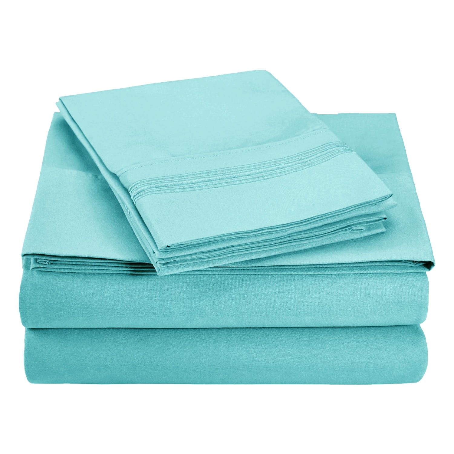 Superior 3Count 85 GSM Aqua Embroidered Microfiber Bed Sheet Set, Twin