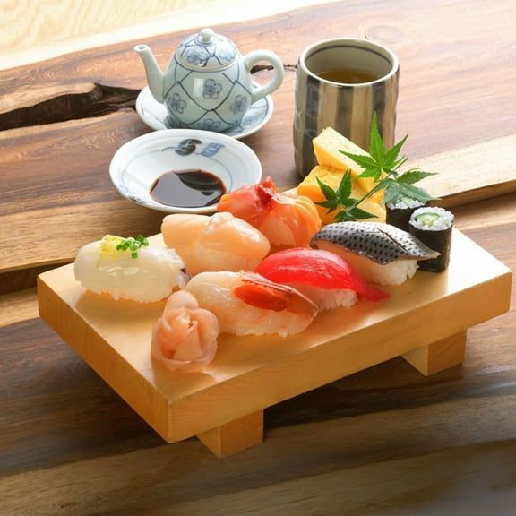 GOOHOCHY Sushi Serving Plate Synthetic Material Khaki for Party 1Pack 9.4X5.9X1.2in