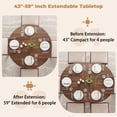 thumbnail image 7 of 59-Inch Extendable Round Dining Table for Dining Room, 4-6 People Farmhouse Oval Wood Expandable Kitchen Dinner Table with Heavy Cross Pedestal for Living Room, Apartment, Dark Brown Walnut, 7 of 7