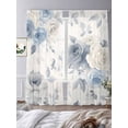 thumbnail image 4 of Blue White Floral Semi Sheer Curtains 96 Inch Length 2 Panels Set, Botanical Garden Flowers Leaves Sheer Kitchen Curtain Privacy Voile Window Curtain for Living Room Bedroom Rod Pocket Drapes, 4 of 7