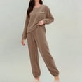 thumbnail image 2 of MEICHEN Lounge Set for Women Women's Fall Winter Coral Fleece Pajama Set Cozy Warm Soft Loungewear Long Sleeve Sleepwear with Pants Summer Essentials Fashion Sleepwear, 2 of 5
