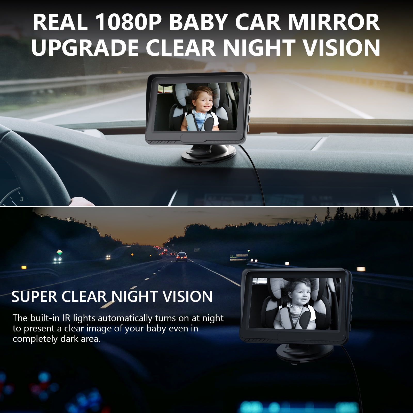 Weiqi Baby Car Back Seat Camera, 4.3