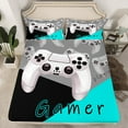 thumbnail image 2 of Manfei Chic Gamepad Teens Full Size Sheets, Black Cyan Cartoon Bed Sheets, Game Console Player Sheet Sets, Ultra Soft Home Decor, 4pcs, 2 of 7