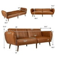 thumbnail image 3 of Giantex Canapé-Lit 3 Places, Futon Convertible avec Éponge Haute Densité et Dossier Réglable, Canapé-Lit Pliable Lounge, Brun, 3 of 6