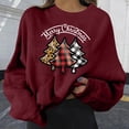 thumbnail image 1 of Chandail en Molleton de Noël pour Femmes 2023 Mode Décontractée Imprimé Col Rond Manches Longues Amples Hauts Courts Blouse Chandails en Molleton Sans Capuche en Liquidation, 1 of 6