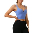 thumbnail image 4 of INSPIRE CHIC Women's Wire-Free Integrated Cup Sports Bra Camisole Push-Up Ribbed Longline Underwear M Blue, 4 of 5