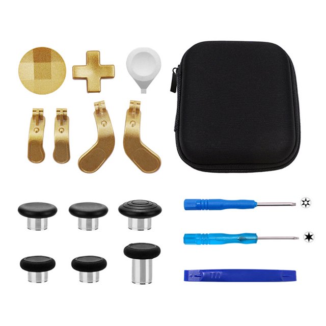 Btafrte Botón 16 piezas para Xbox One Elite 2 Controller Thumb Grips D-Pad Kit (Oro)