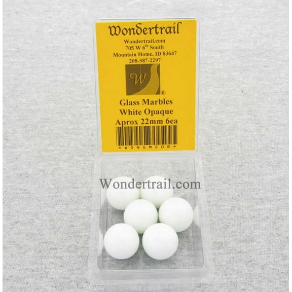 White Opaque 22mm Glass Marbles Pack of 6 Wondertrail