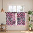 thumbnail image 2 of Vintage Middle Century Kitchen Curtains 45 Inch Length, Abstract Bohemia Style Aztec Pink Tiers Curtains for Bathroom Bedroom Cafe, Light Filtering Small Window Treatment Drapes 2 Panels 42"Wx45"L, 2 of 8