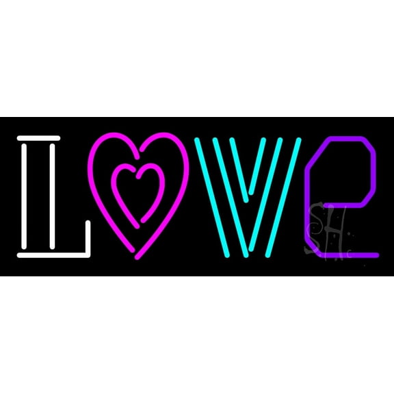 Love LED Neon Sign 13 x 32 - inches, Black Square Cut Acrylic Backing, with Dimmer - Bright and Premium built indoor LED Neon Sign for Defence Force.
